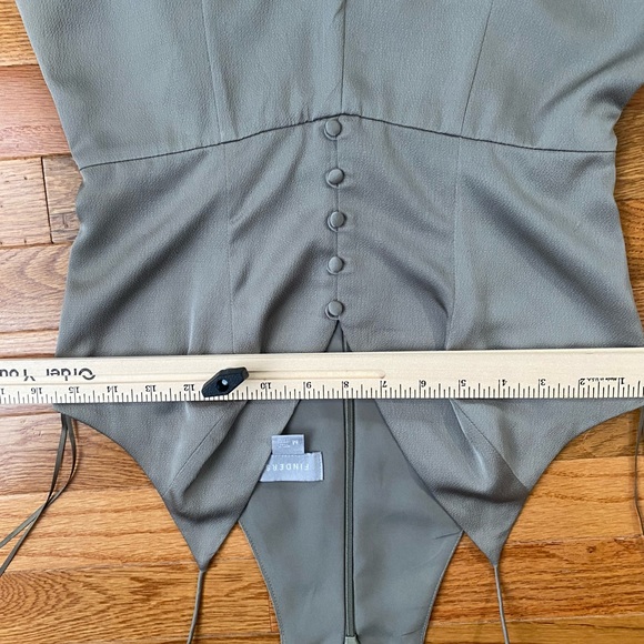 Finders Silky Jumpsuit Wide Legs Spaguetti Straps Metalic Olive Size M - Picture 8 of 10